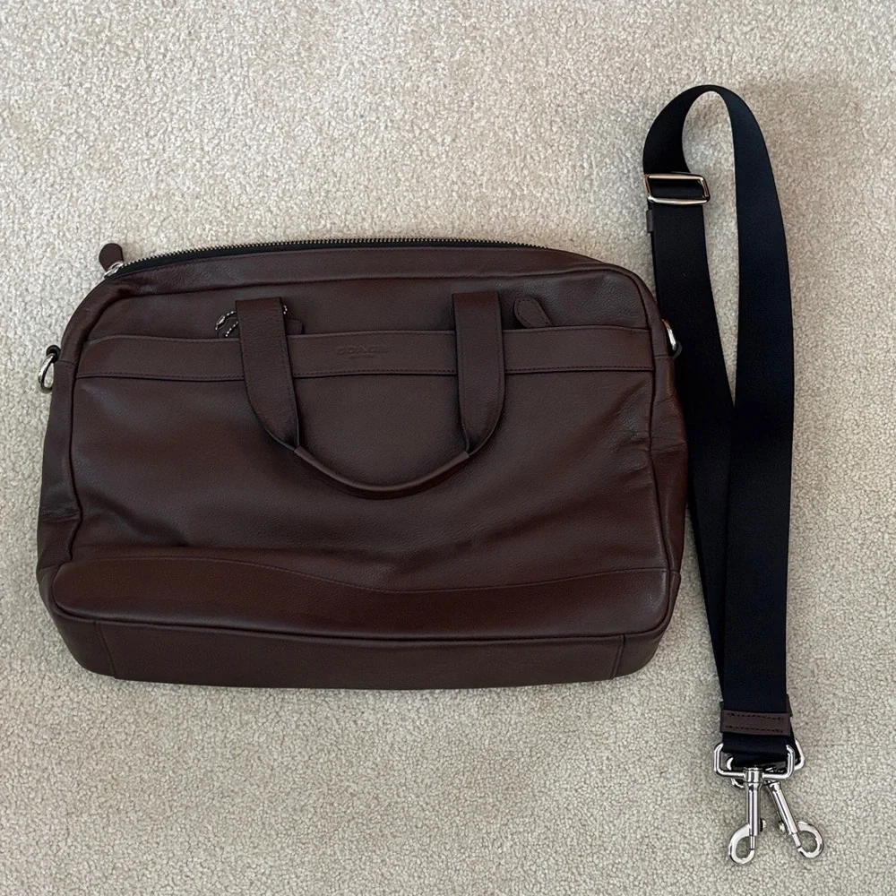 Coach Men's Dark Brown Leather Briefcase